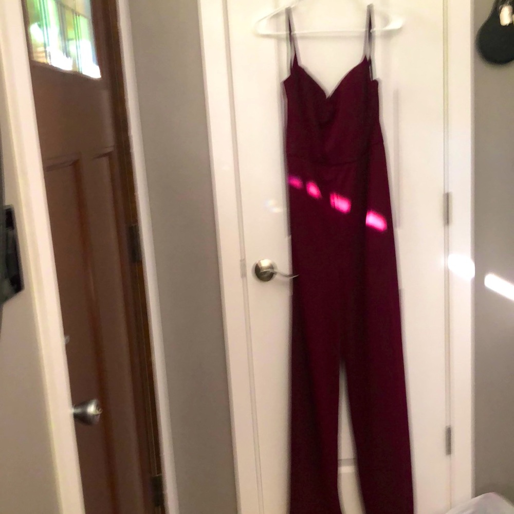 LuLu’s maroon pant jumper & spaghetti straps